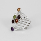 Adustable Mixed Stone Cabochon Ring